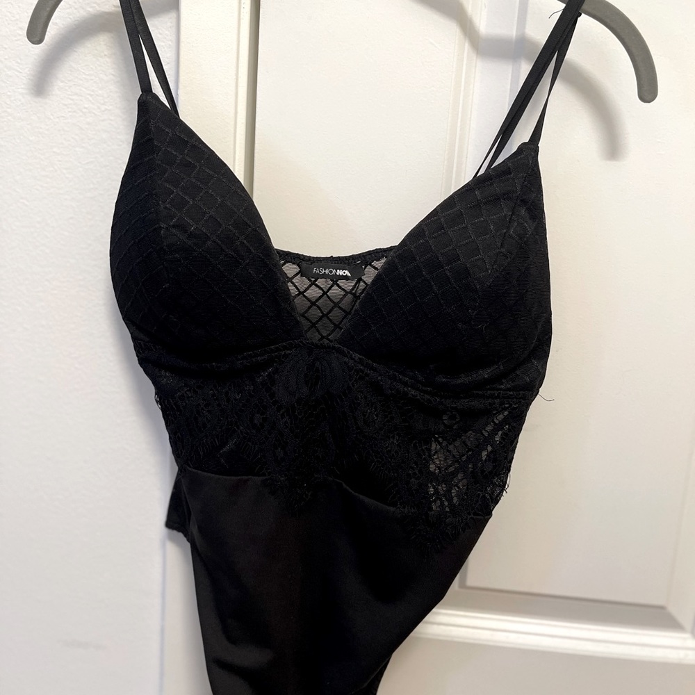 Black lace body suit